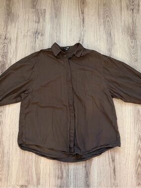 Fashion Nova Brown Oversized long sleeve shirt